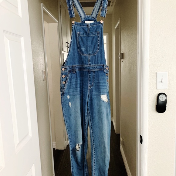 Forever 21 Distressed Full-Length Overalls - Picture 2 of 2